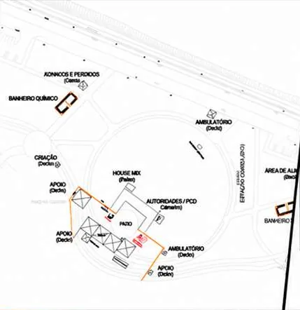 Planta de implantação de um evento