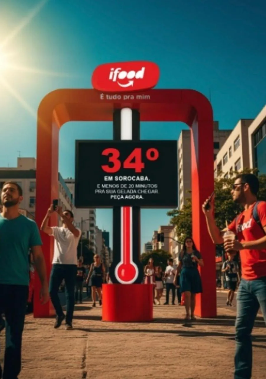 Termômetro gigante iFood em ativação de rua